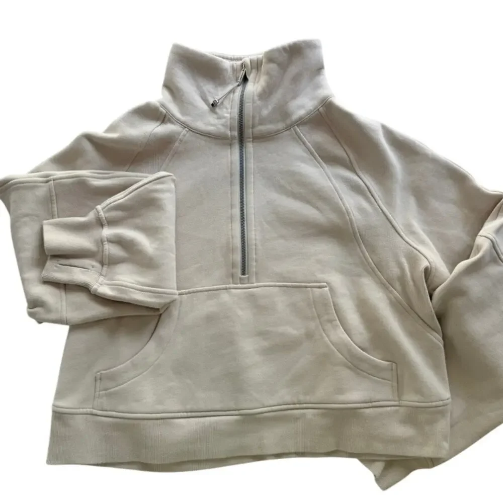 Lululemon Scuba Oversized Funnel Neck Sweatshirt Natural Ivory Size M/L Fleece
